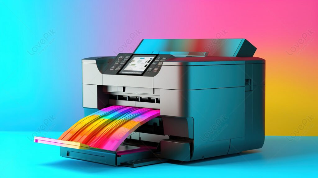3d rendering of digital inkjet printer with cmyk colors on 5834263 wh1200